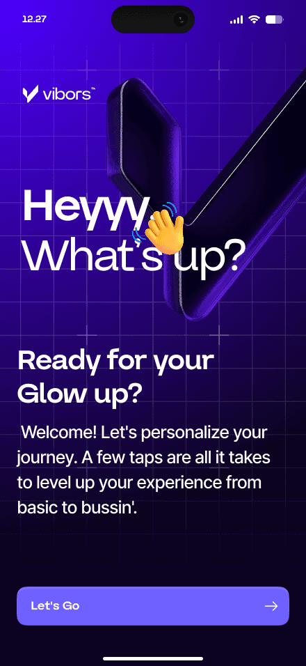 Vibors welcome screen